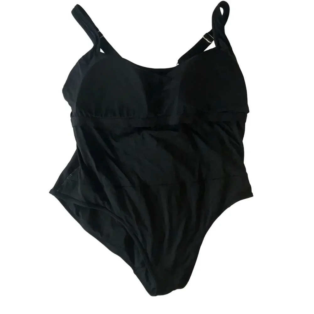Anne Cole Classic Square Neck One-Piece black 16W - Picture 7 of 11